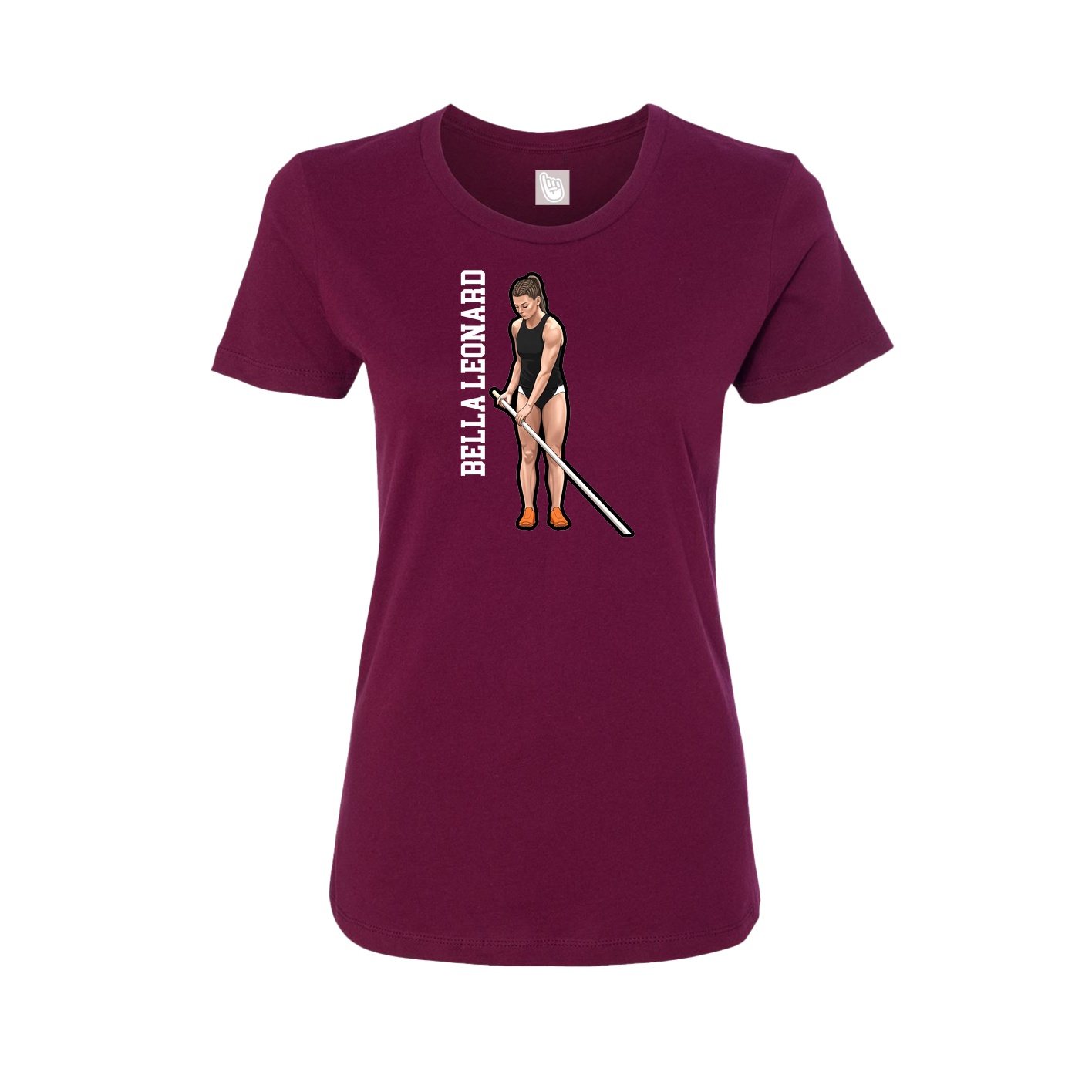 Womens Tee — Name Vertical in Maroon