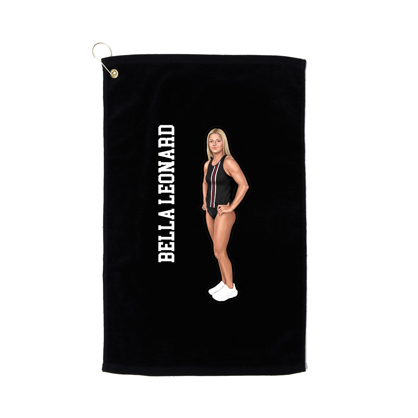 Golf Towel — Name Vertical in Black