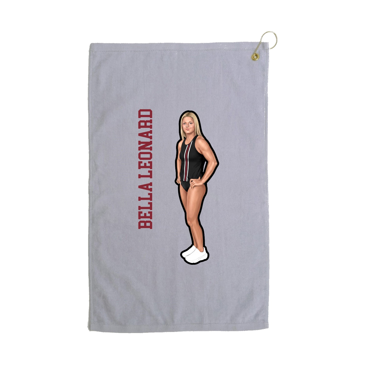 Golf Towel — Name Vertical in Grey