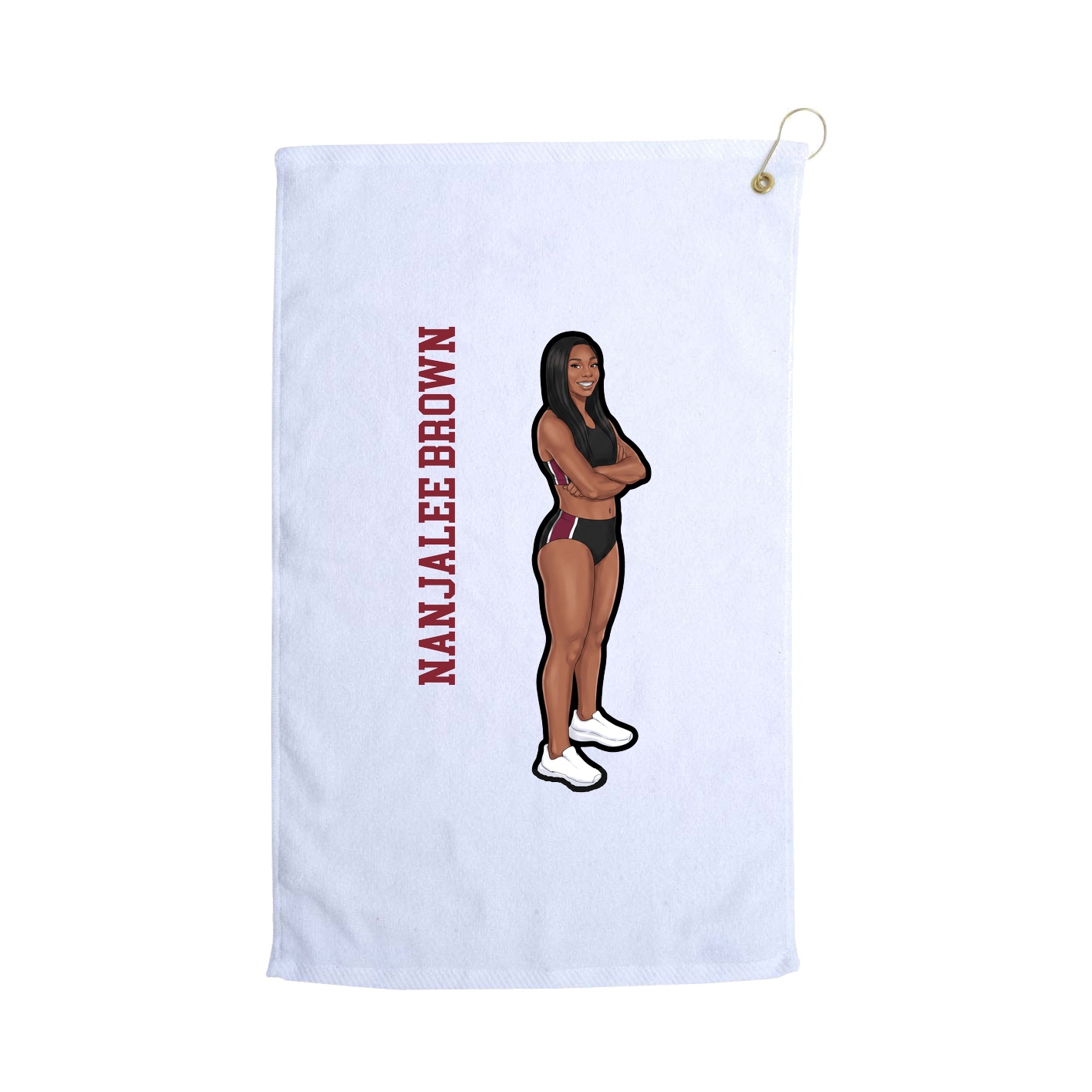 Golf Towel — Name Vertical in White