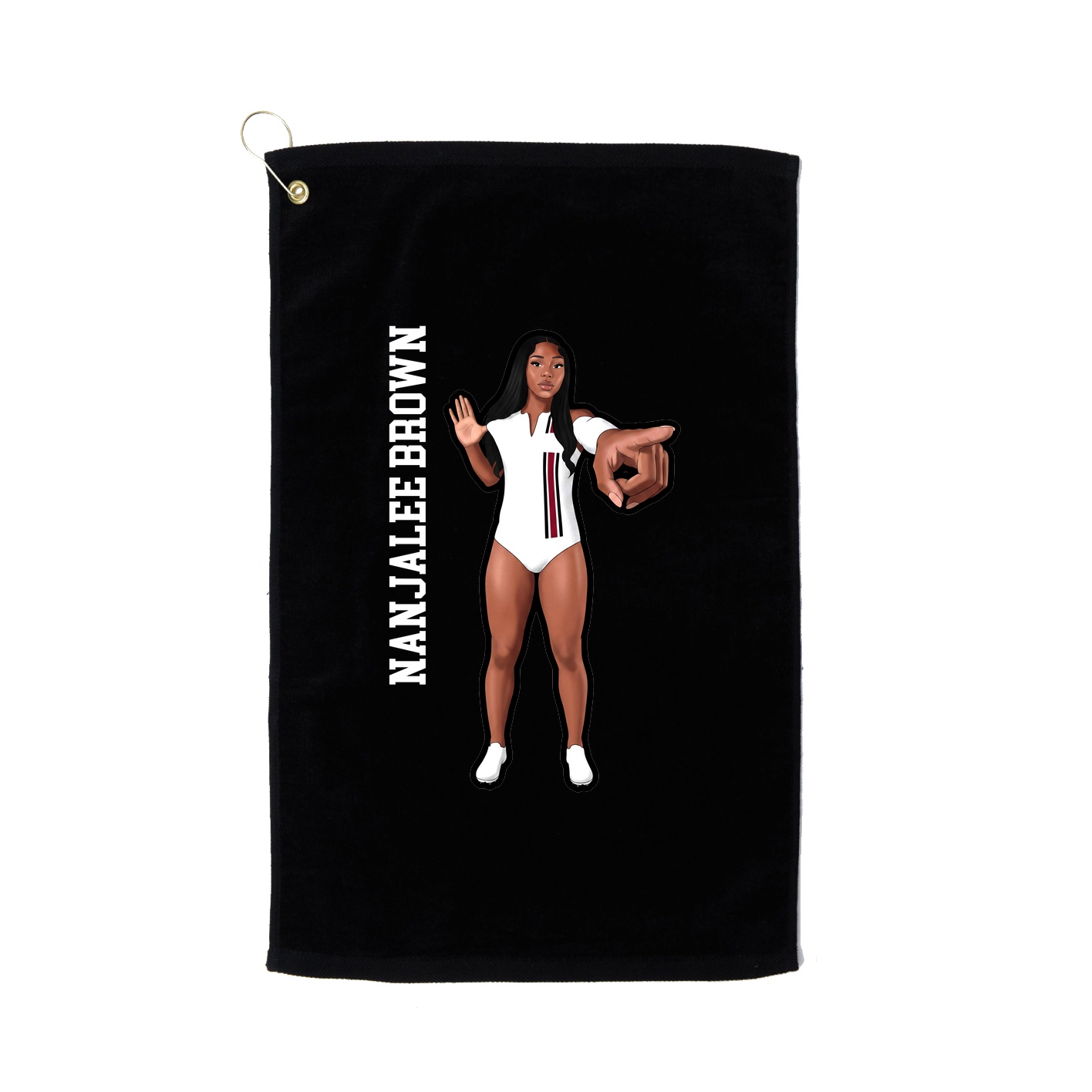 Golf Towel — Name Vertical in Black