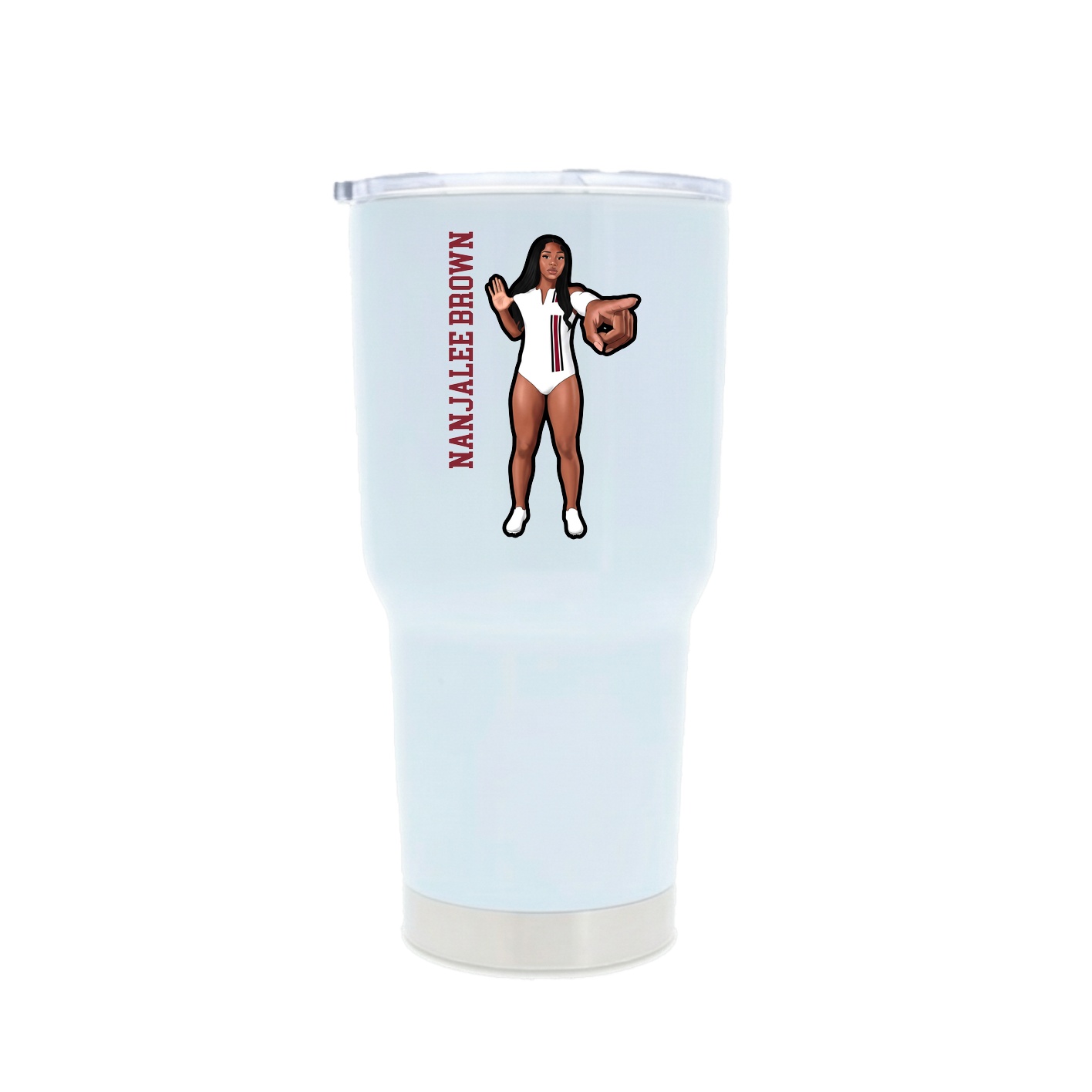30oz Stainless Steel Tumbler — Name Vertical in White
