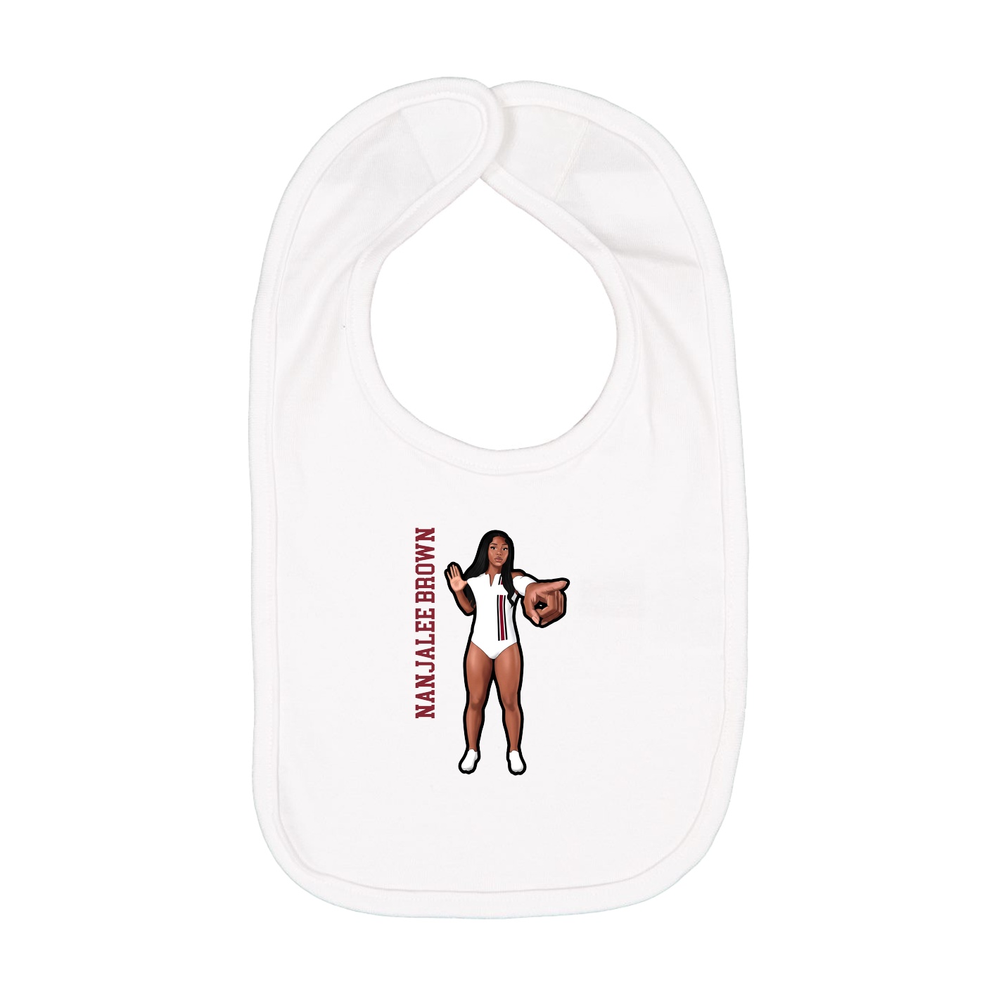 Infant Bib — Name Vertical in White