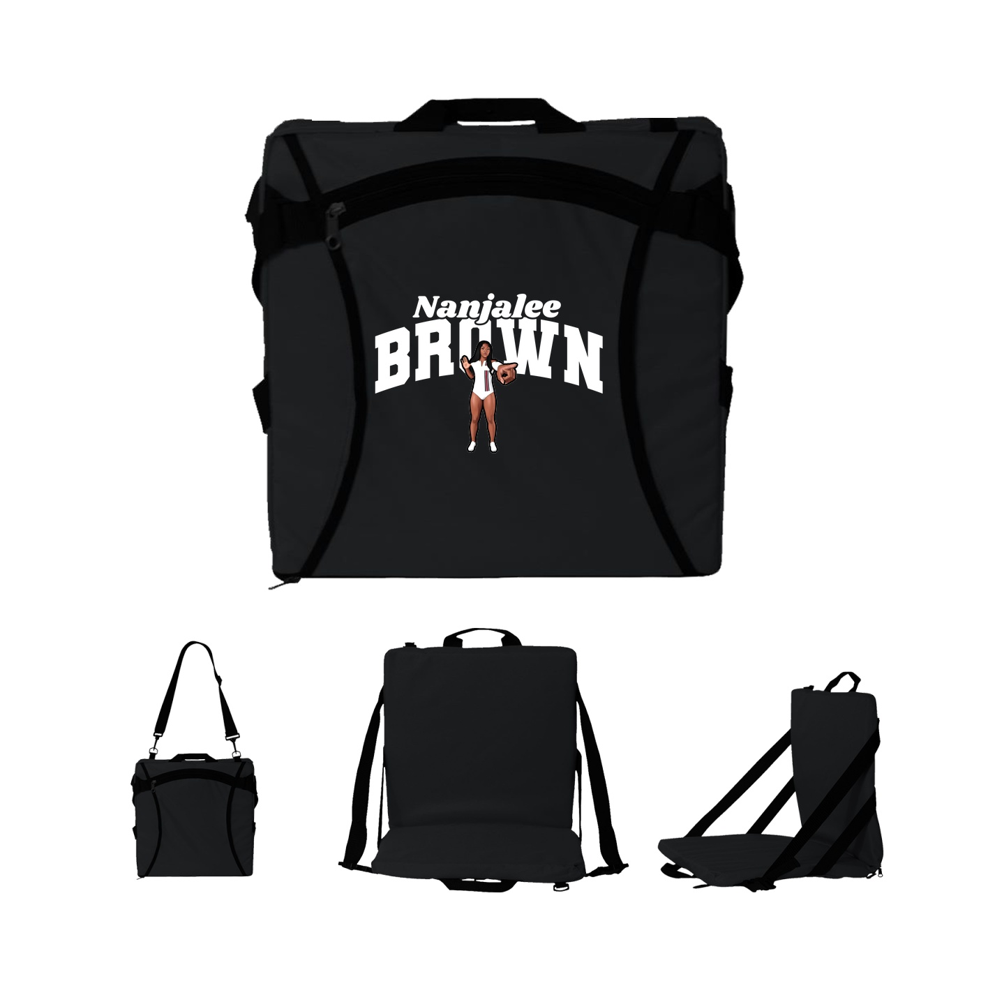 Folding Stadium Seat — Signature Arch in Black
