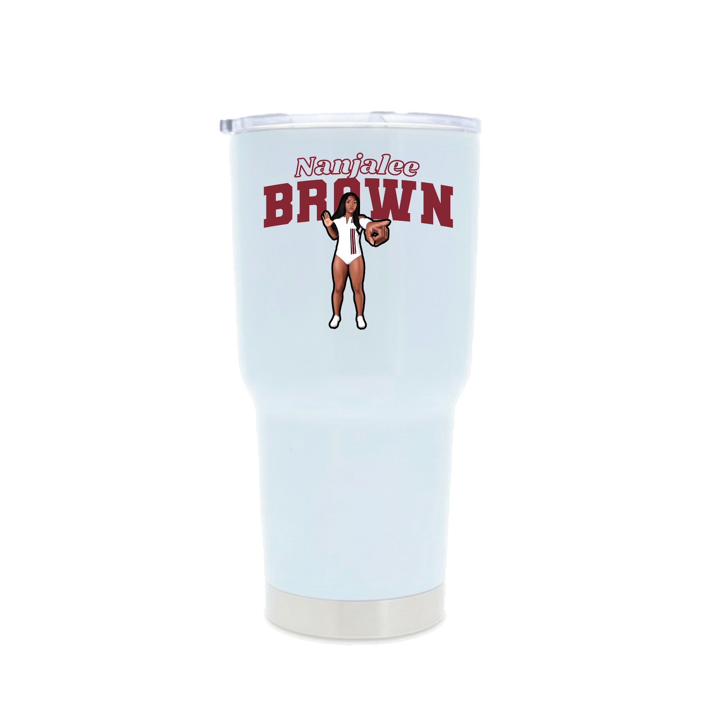 30oz Stainless Steel Tumbler — Name Arch in White