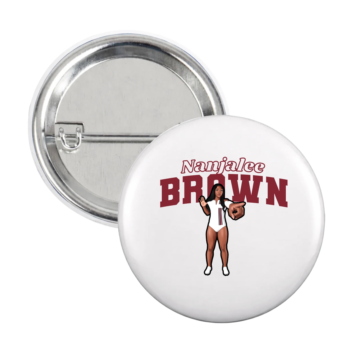 Game Day Button — Name Arch in White