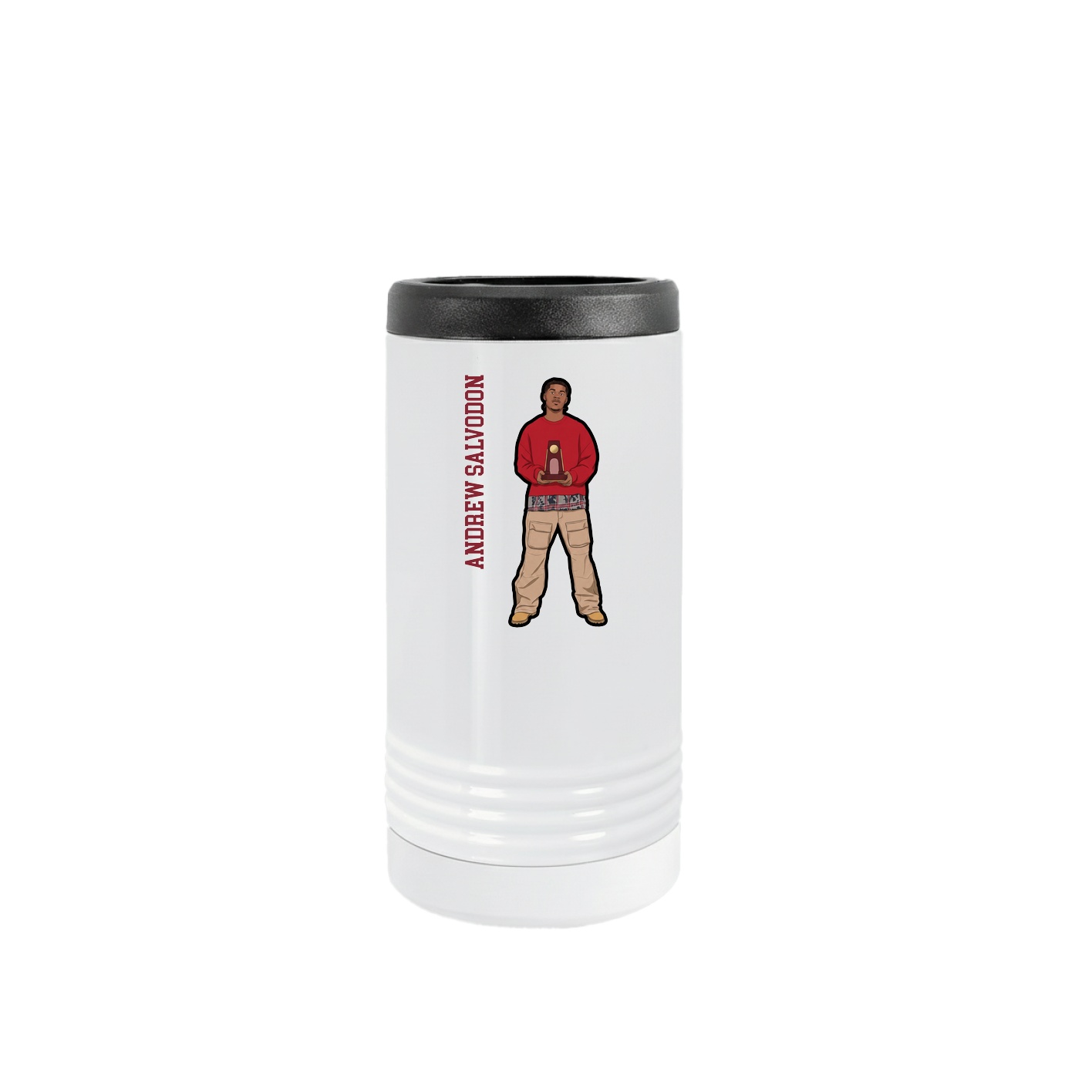 Slim Beverage Holder — Name Vertical in White