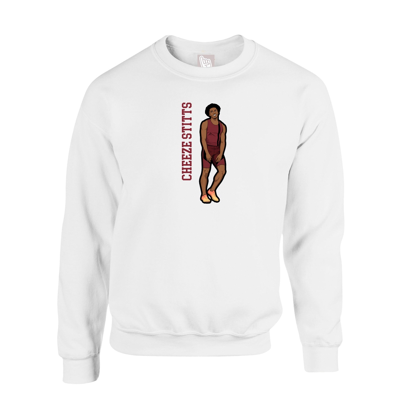 Fleece Crew — Name Vertical in White