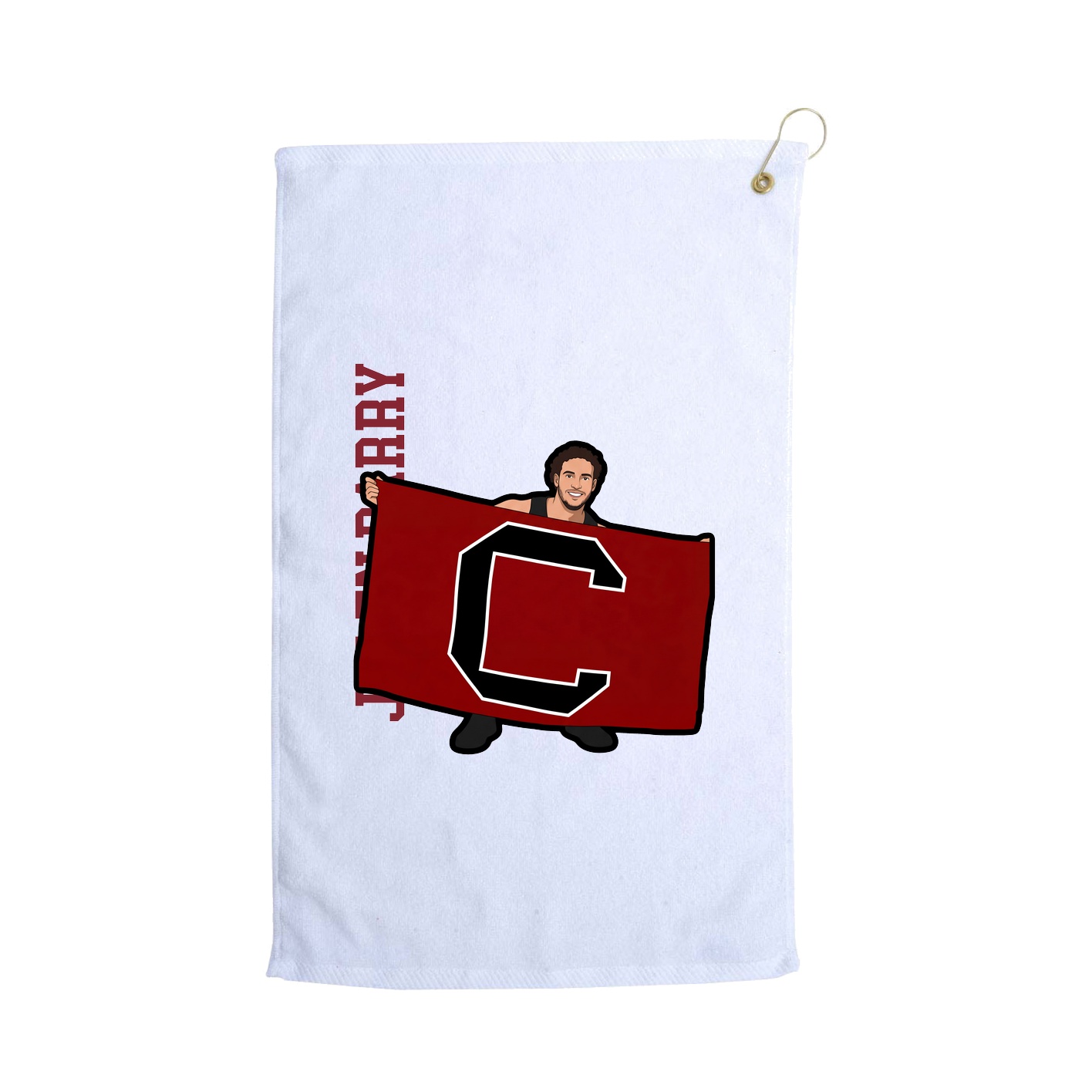 Golf Towel — Name Vertical in White