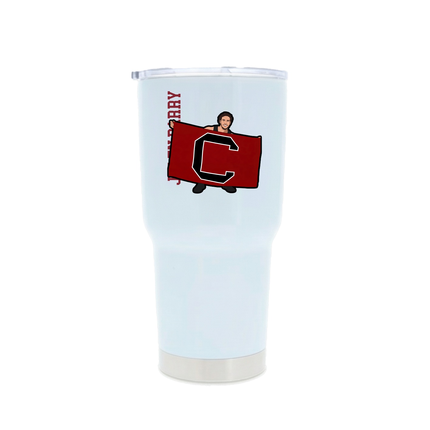 30oz Stainless Steel Tumbler — Name Vertical in White