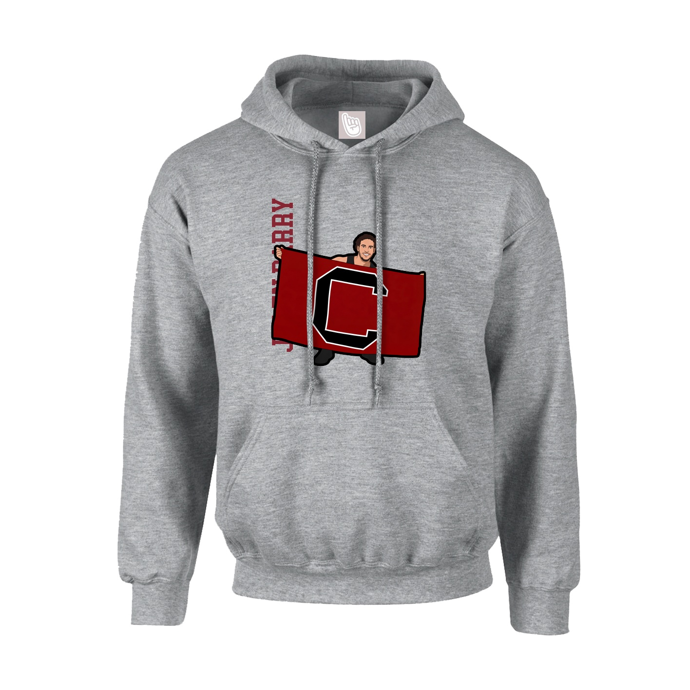 Hoodie — Name Vertical in Grey