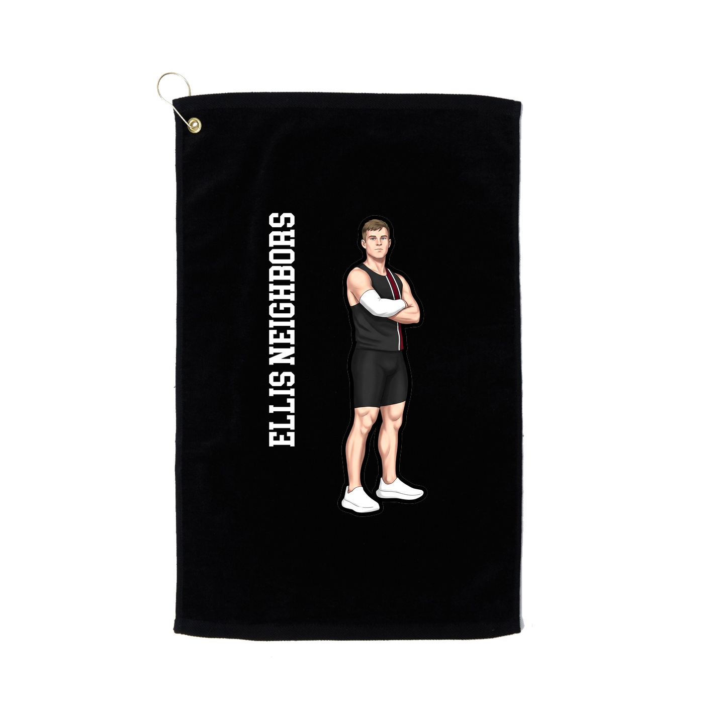 Golf Towel — Name Vertical in Black