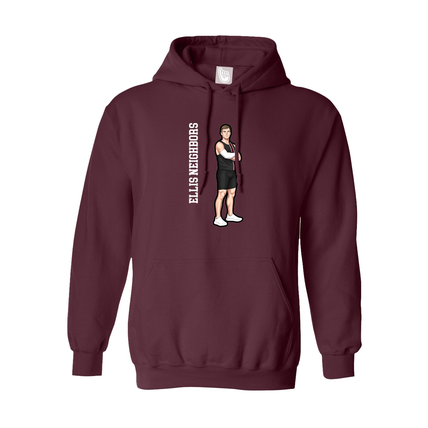 Hoodie — Name Vertical in Maroon