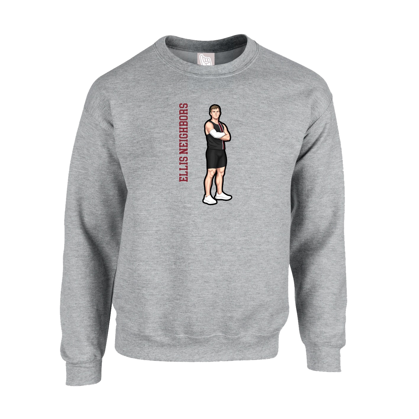 Fleece Crew — Name Vertical in Grey