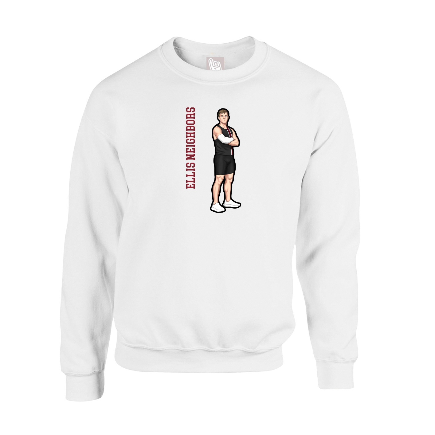 Fleece Crew — Name Vertical in White