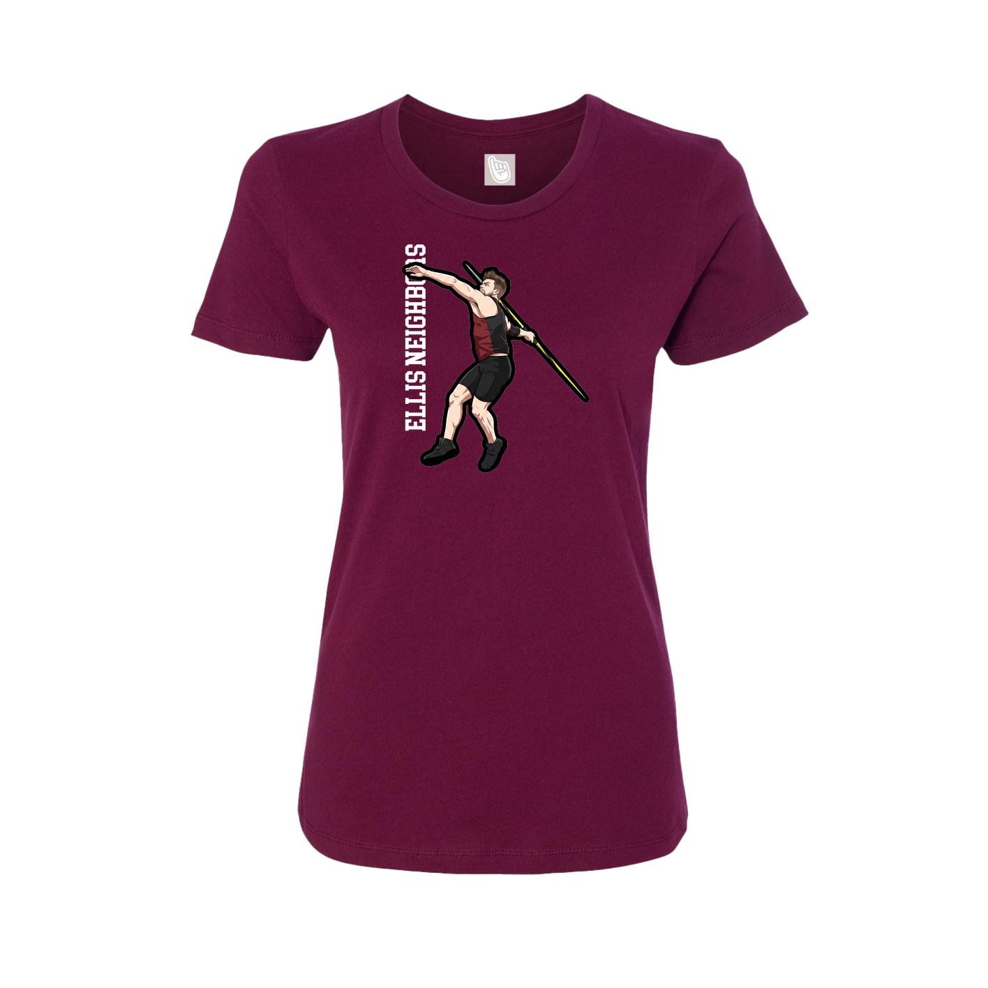 Fitted Women's Tee — Name Vertical in Maroon