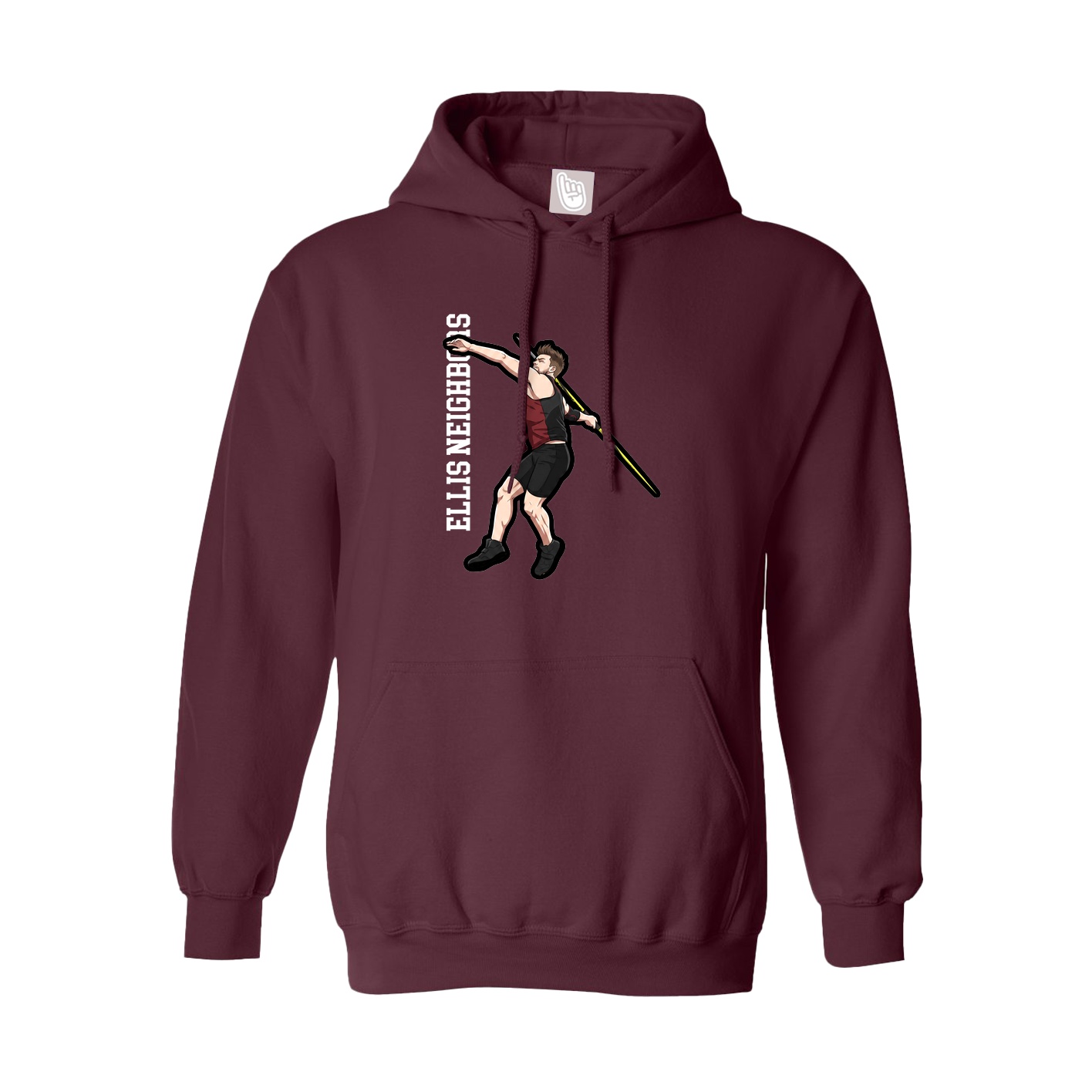 Hoodie — Name Vertical in Maroon