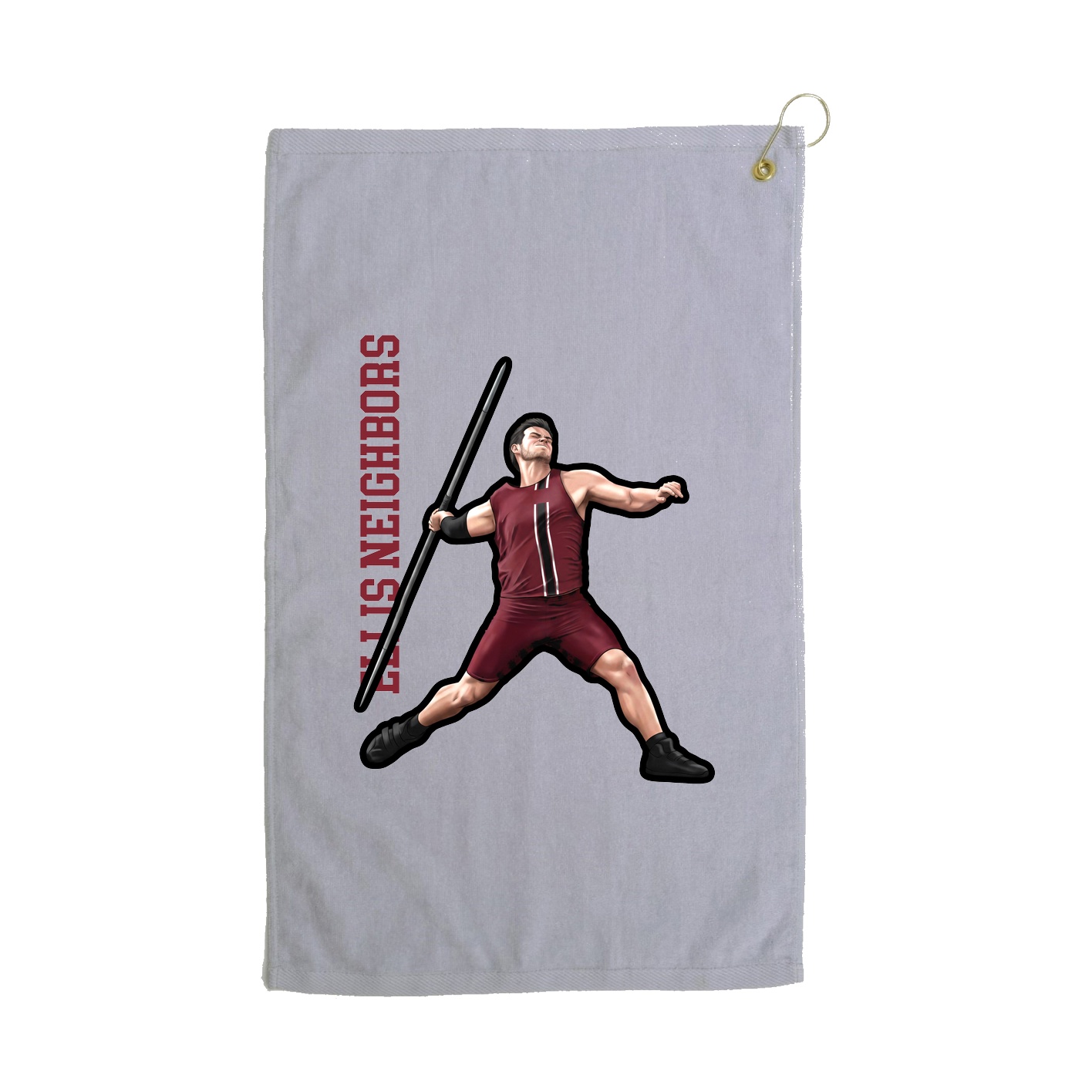 Golf Towel — Name Vertical in Grey