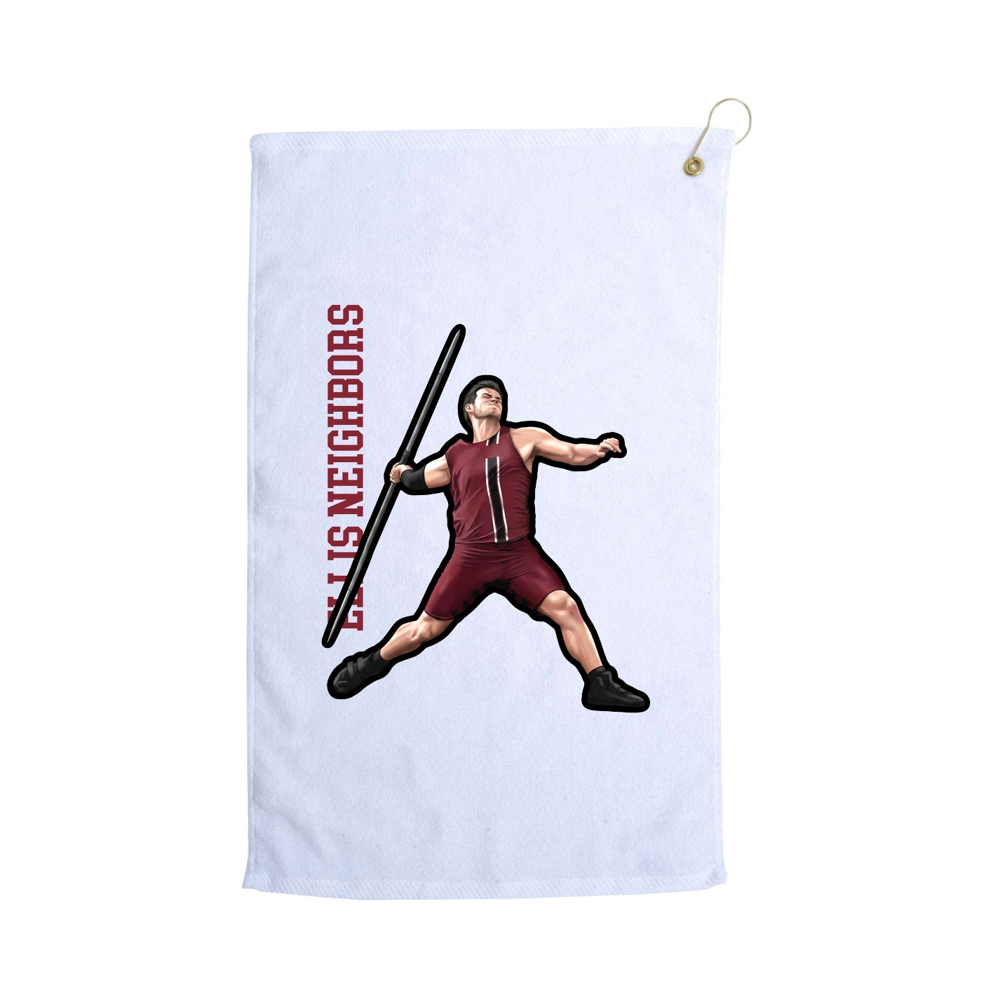 Golf Towel — Name Vertical in White