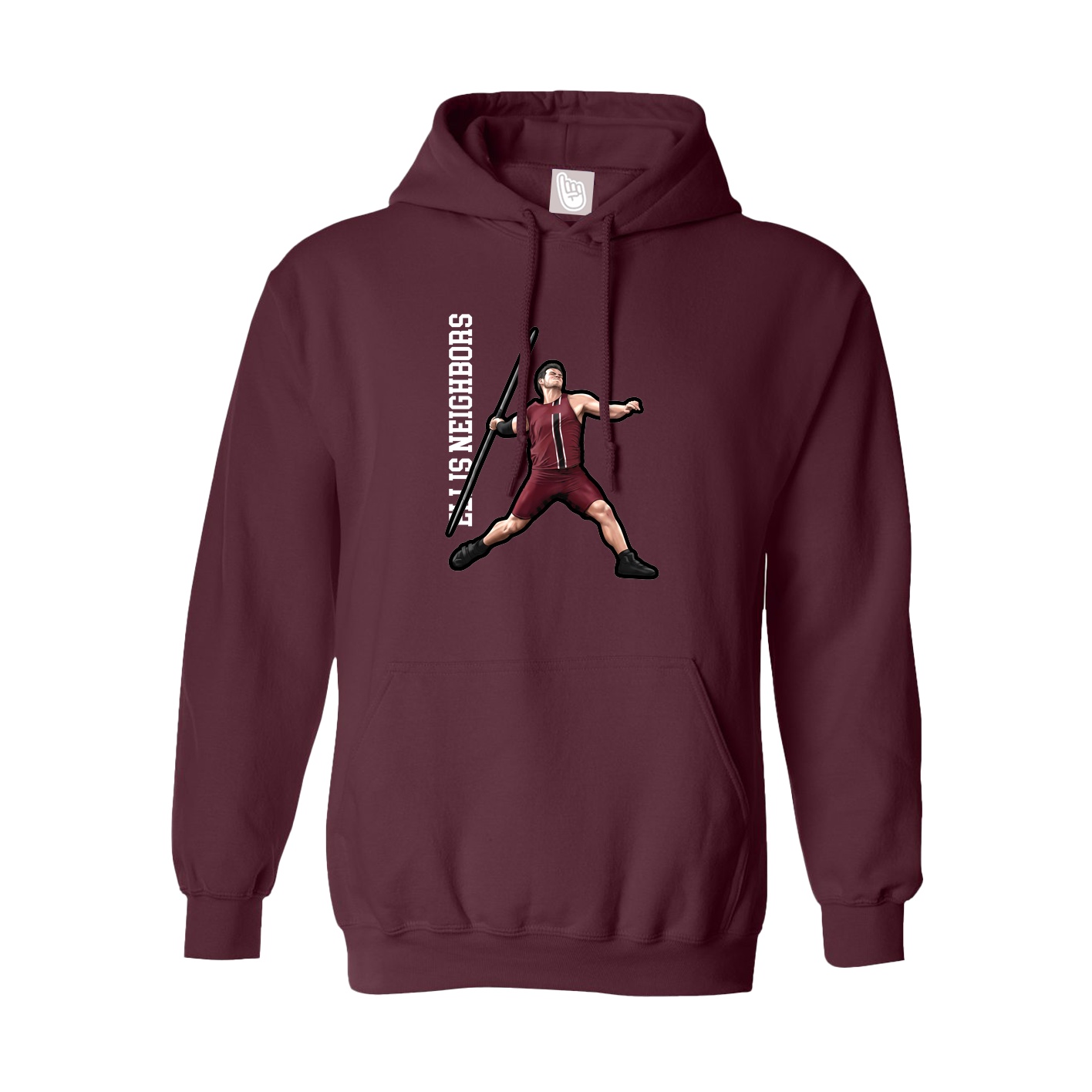 Hoodie — Name Vertical in Maroon