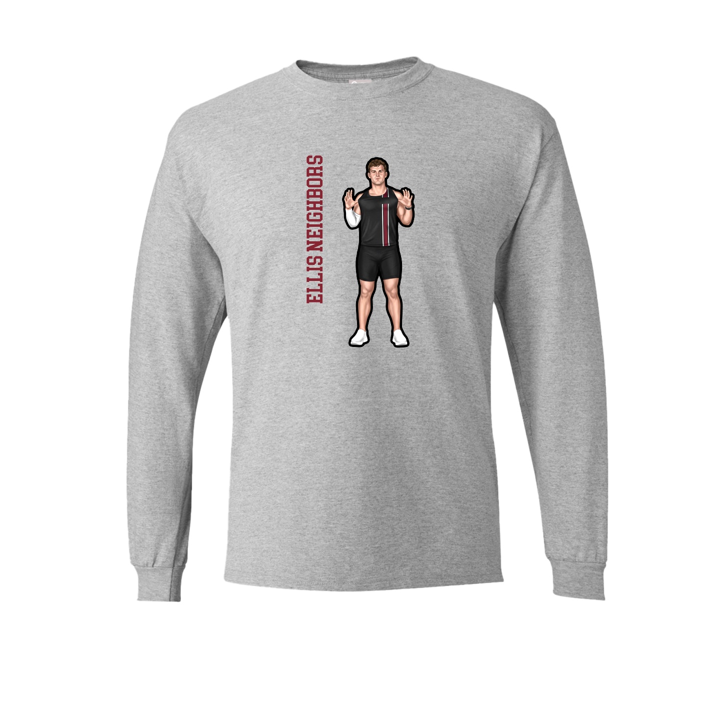 Long Sleeve Tee — Name Vertical in Grey