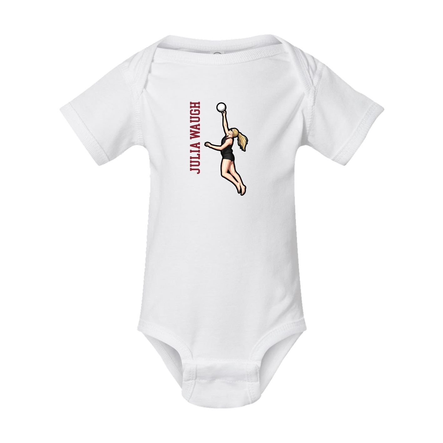 Baby Onesie — Name Vertical in White