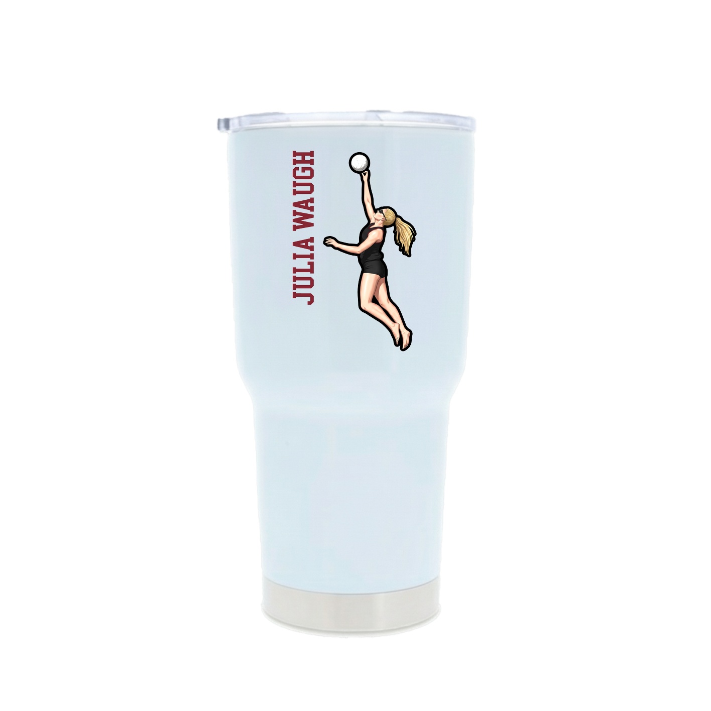 30oz Stainless Steel Tumbler — Name Vertical in White