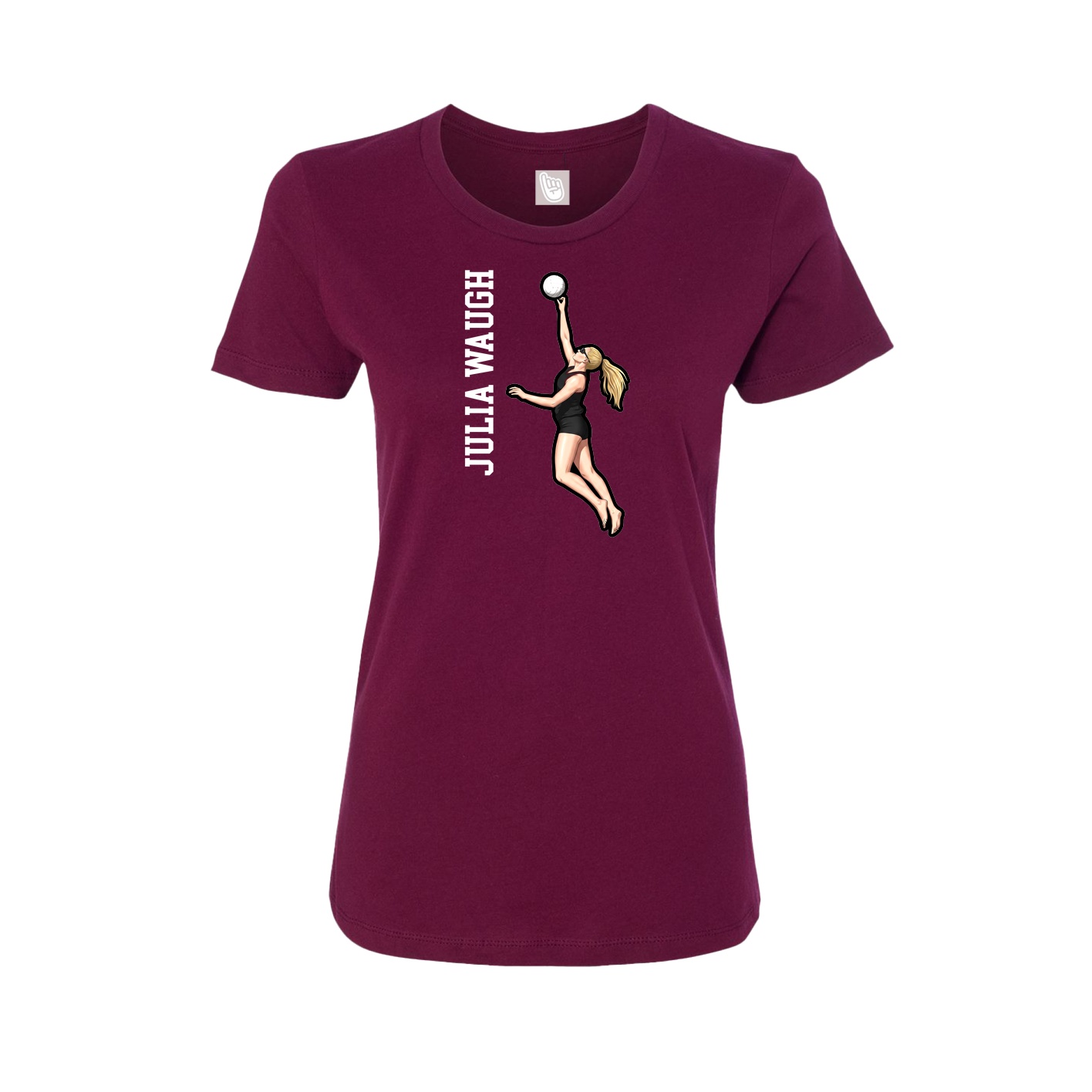 Womens Tee — Name Vertical in Maroon