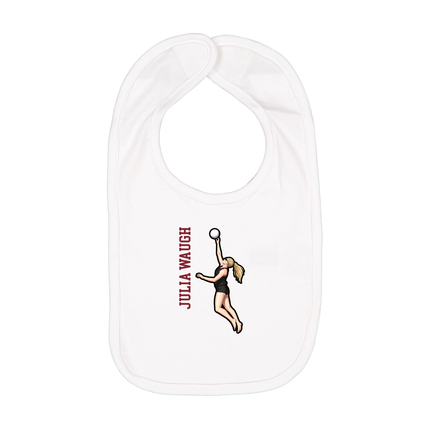 Infant Bib — Name Vertical in White