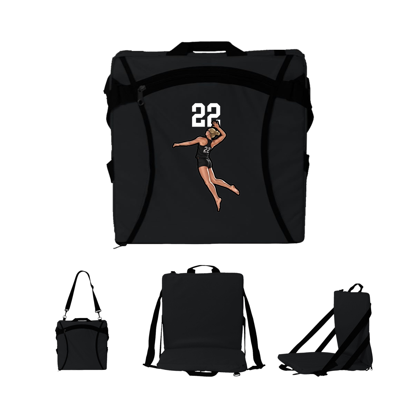 Folding Stadium Seat — Number Top in Black