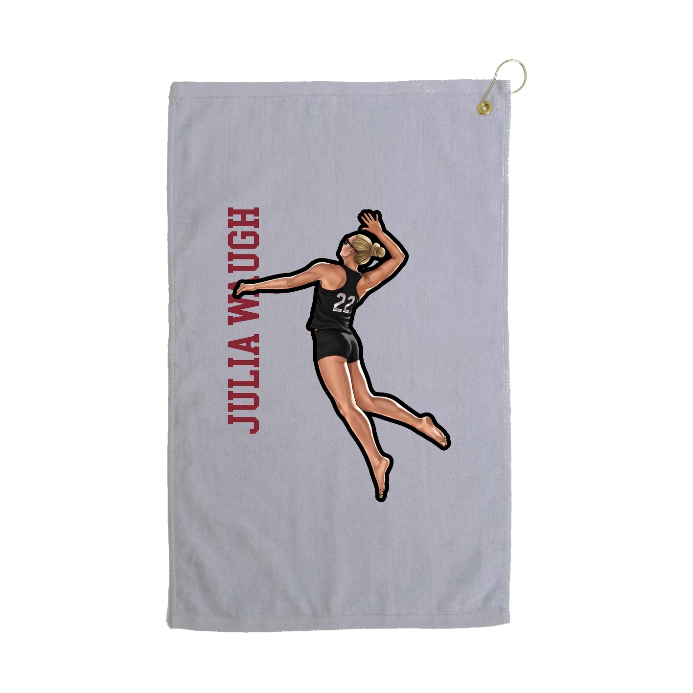 Golf Towel — Name Vertical in Grey