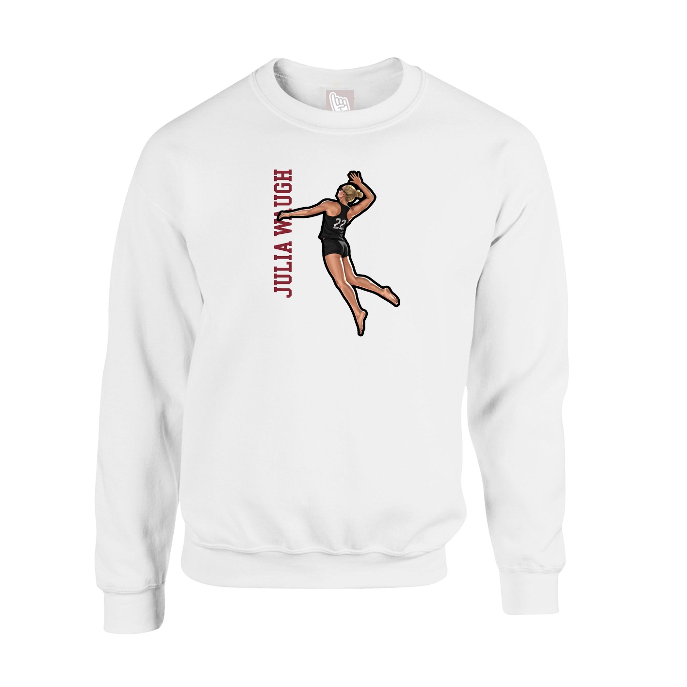 Fleece Crew — Name Vertical in White