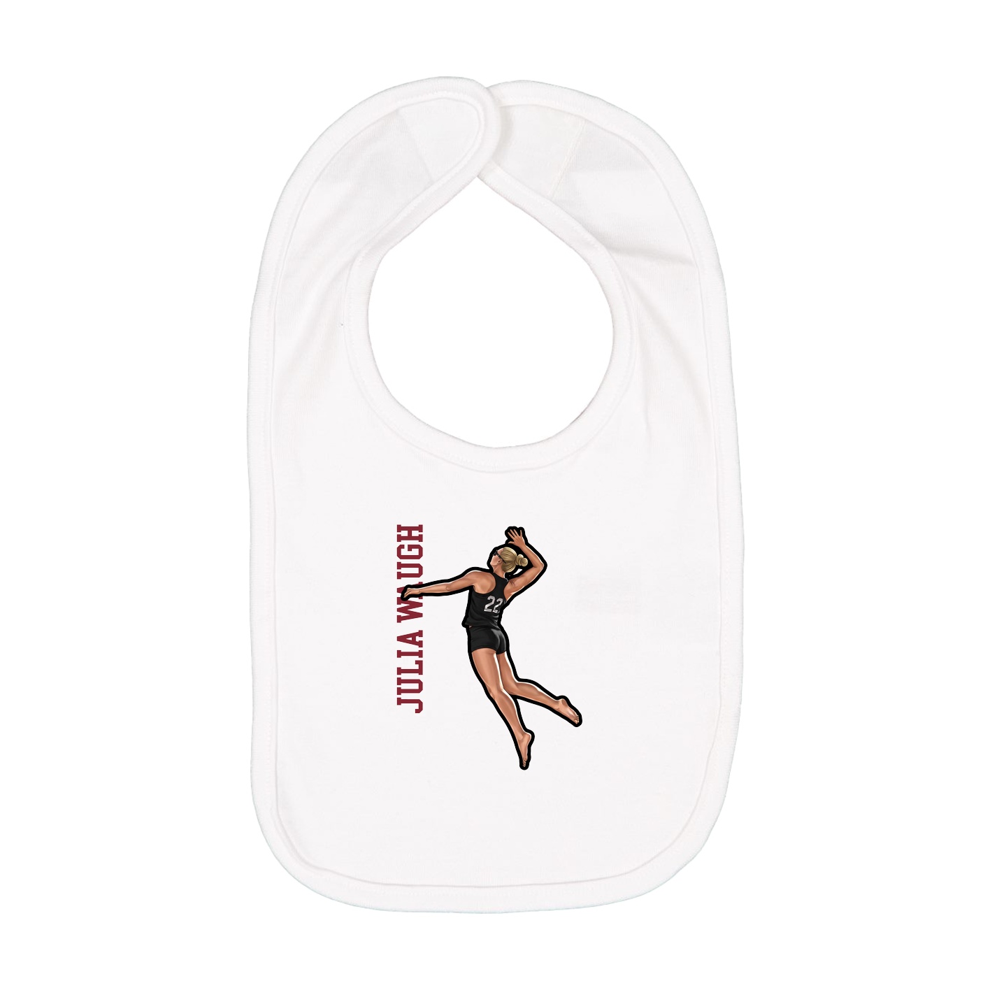 Infant Bib — Name Vertical in White