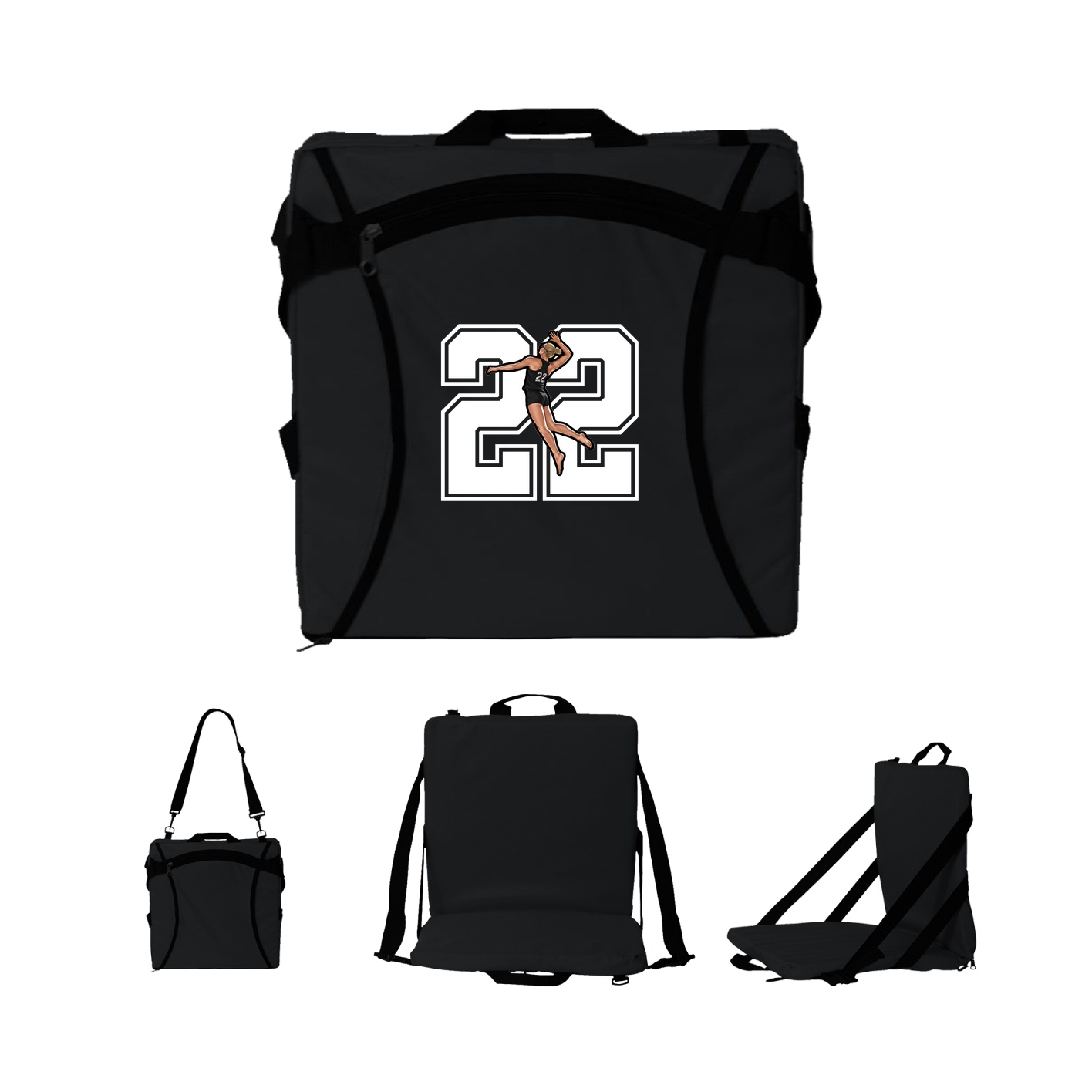 Folding Stadium Seat — Number in Black