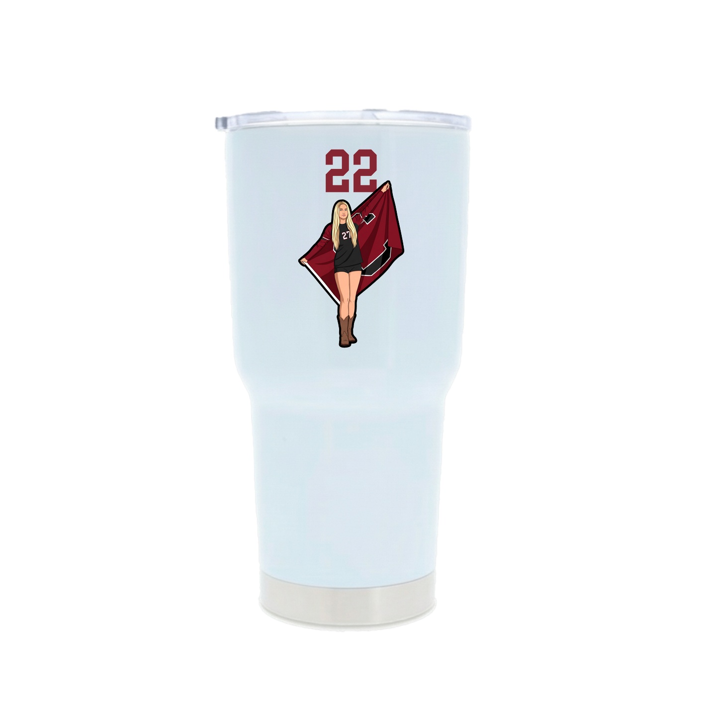30oz Stainless Steel Tumbler — Number Top in White