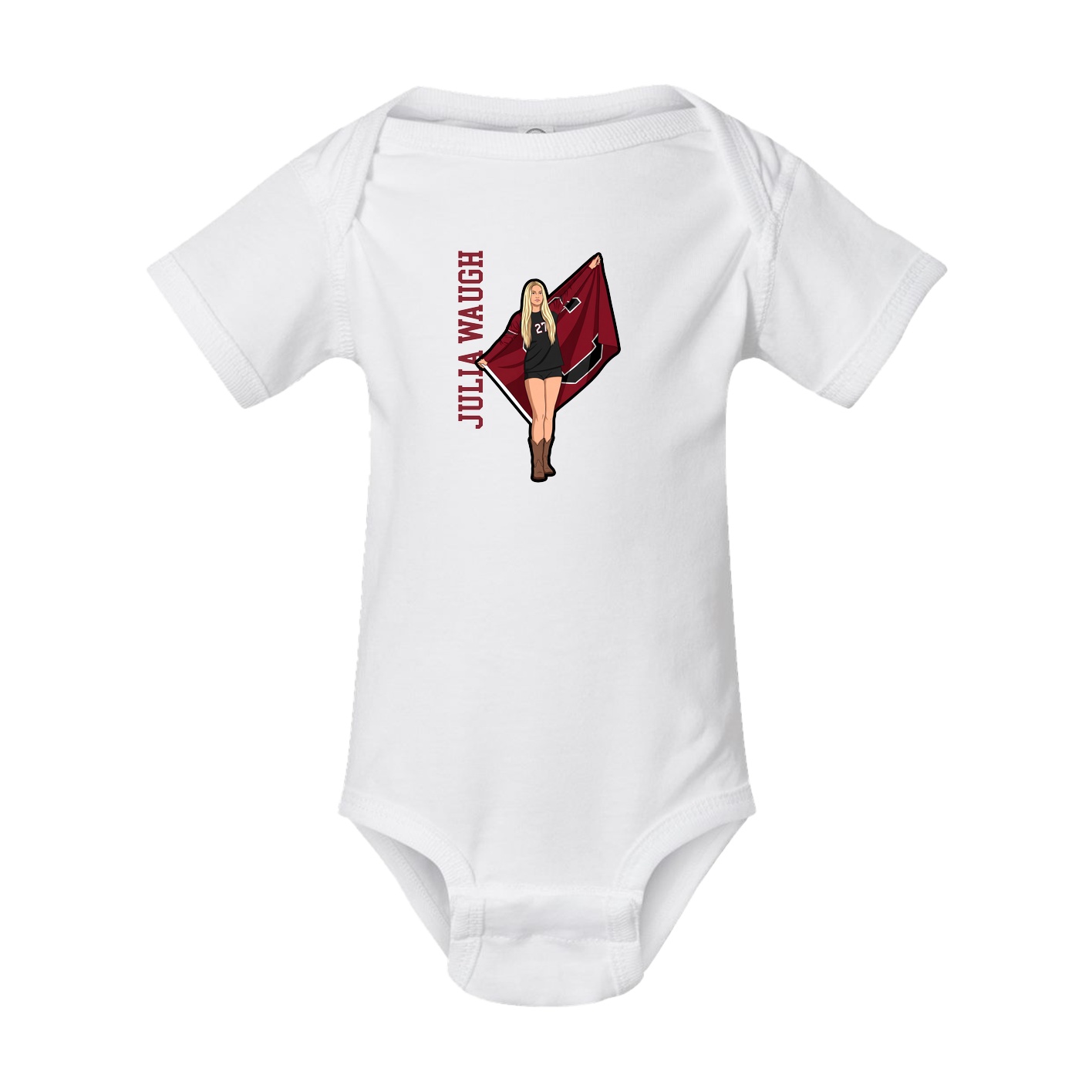 Baby Onesie — Name Vertical in White