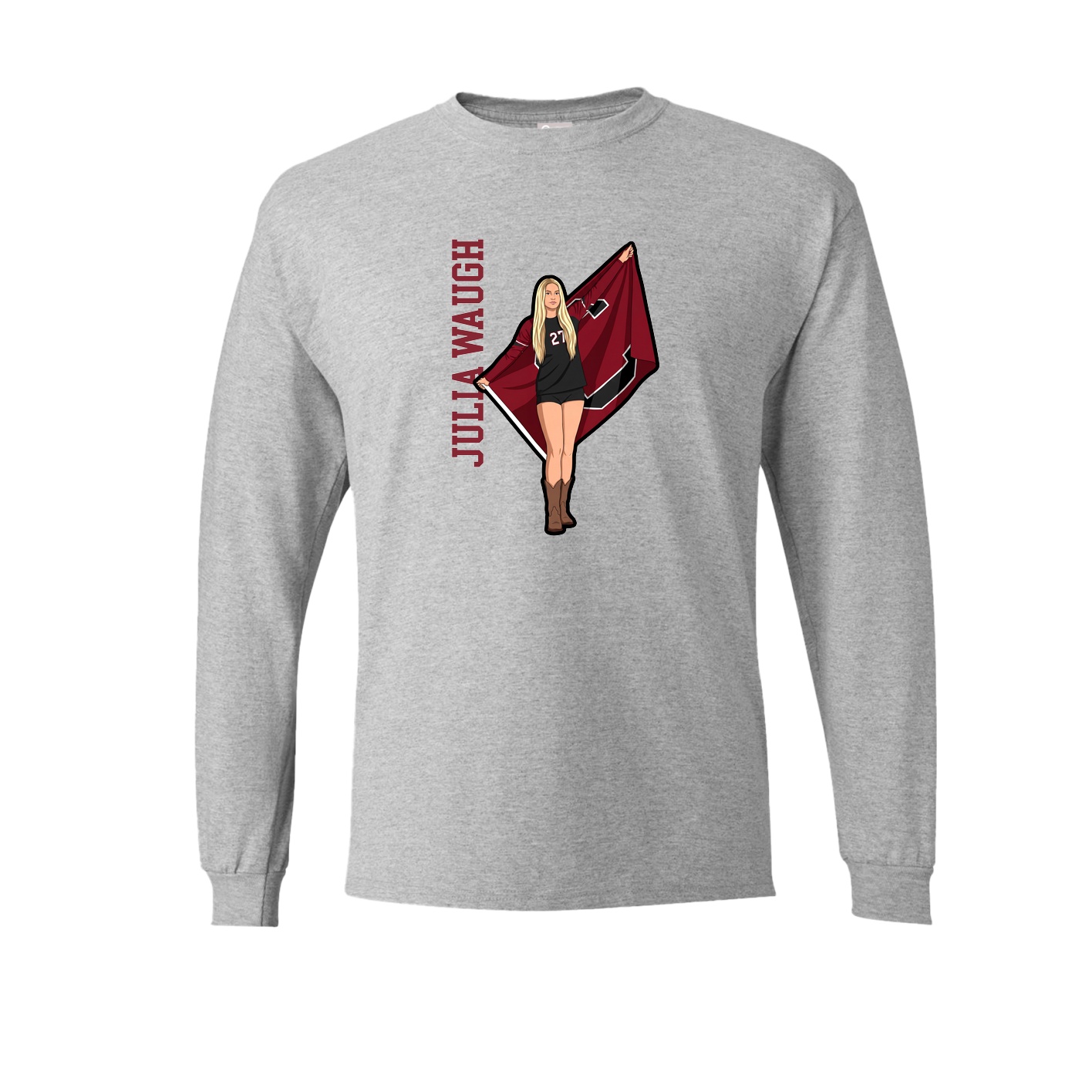 Long Sleeve Tee — Name Vertical in Grey