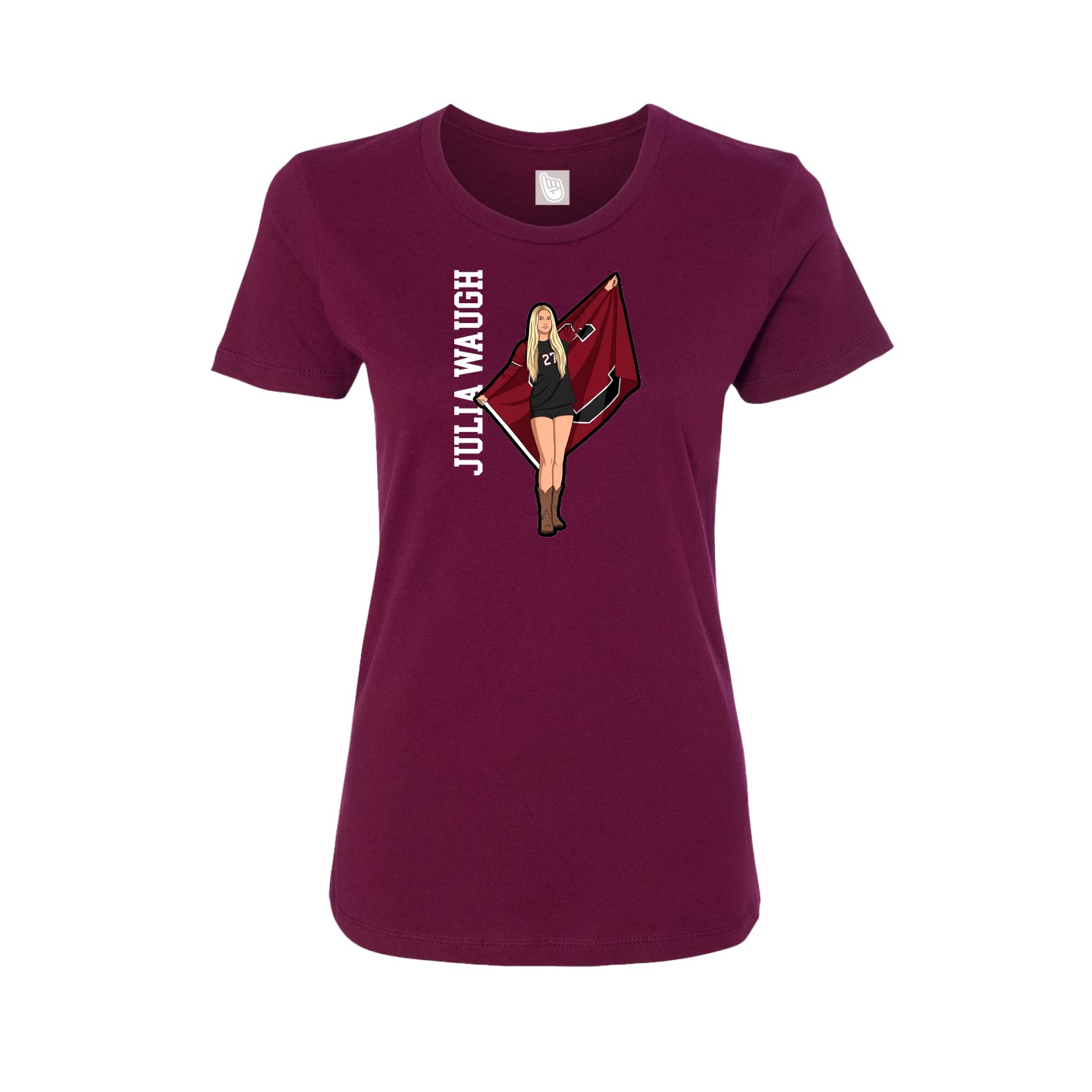 Fitted Women's Tee — Name Vertical in Maroon