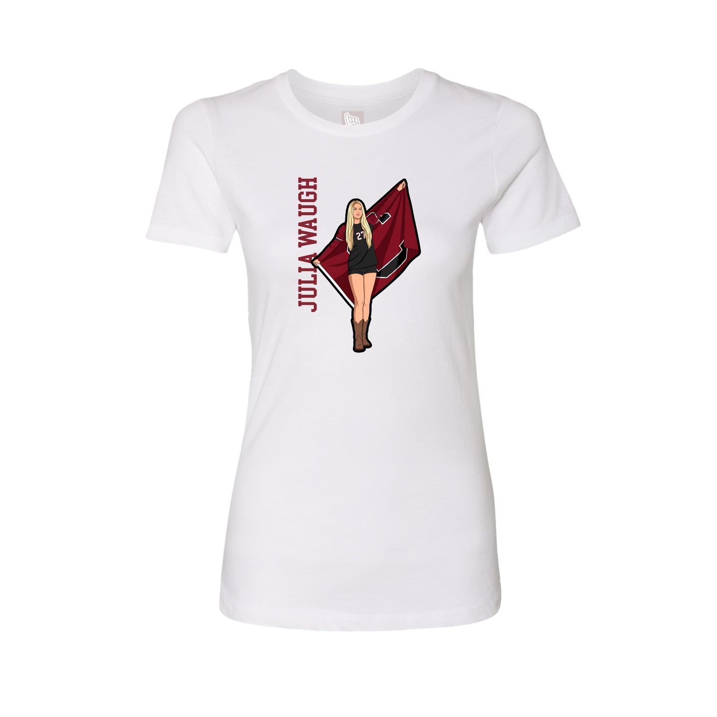 Womens Tee — Name Vertical in White