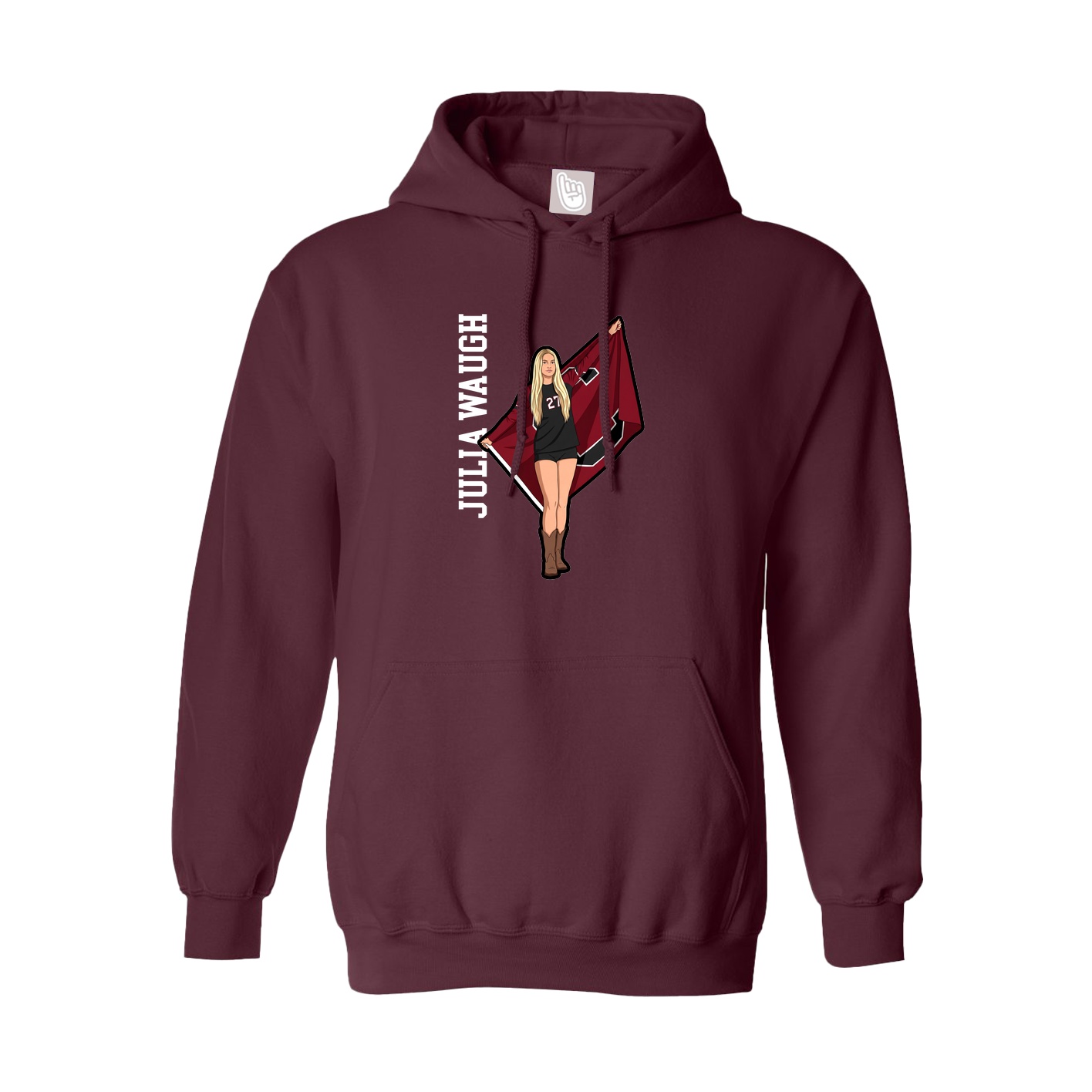 Hoodie — Name Vertical in Maroon
