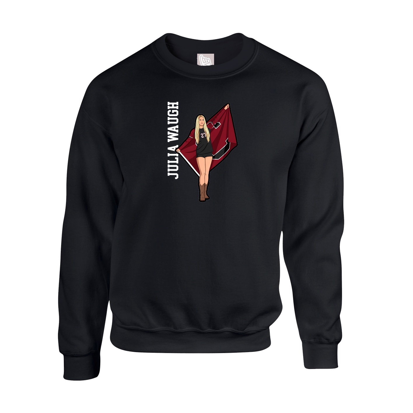 Fleece Crew — Name Vertical in Black
