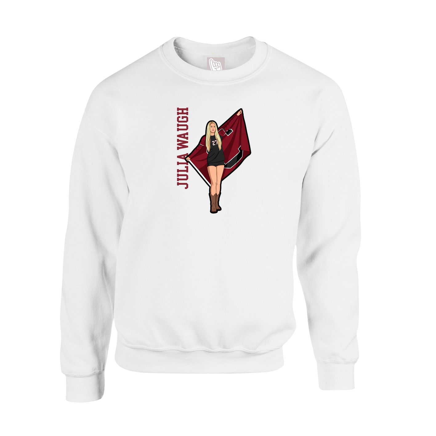 Fleece Crew — Name Vertical in White