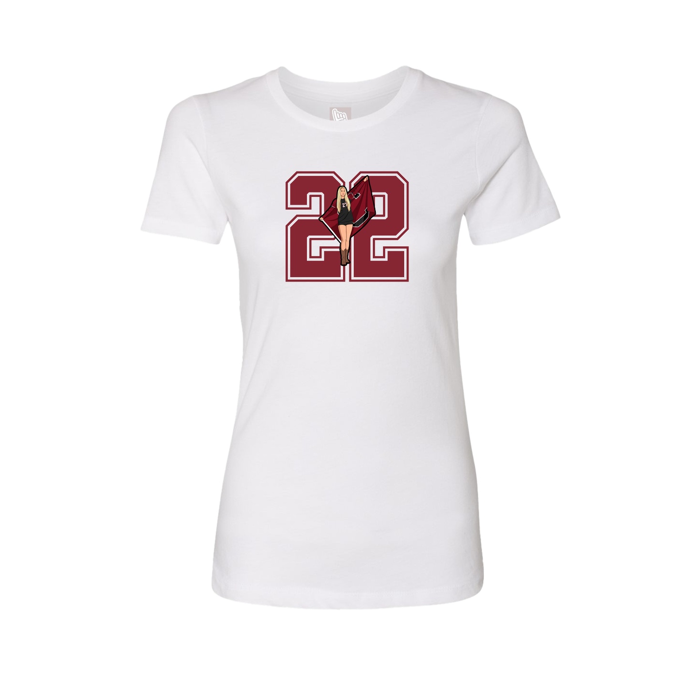 Fitted Women's Tee — Number in White