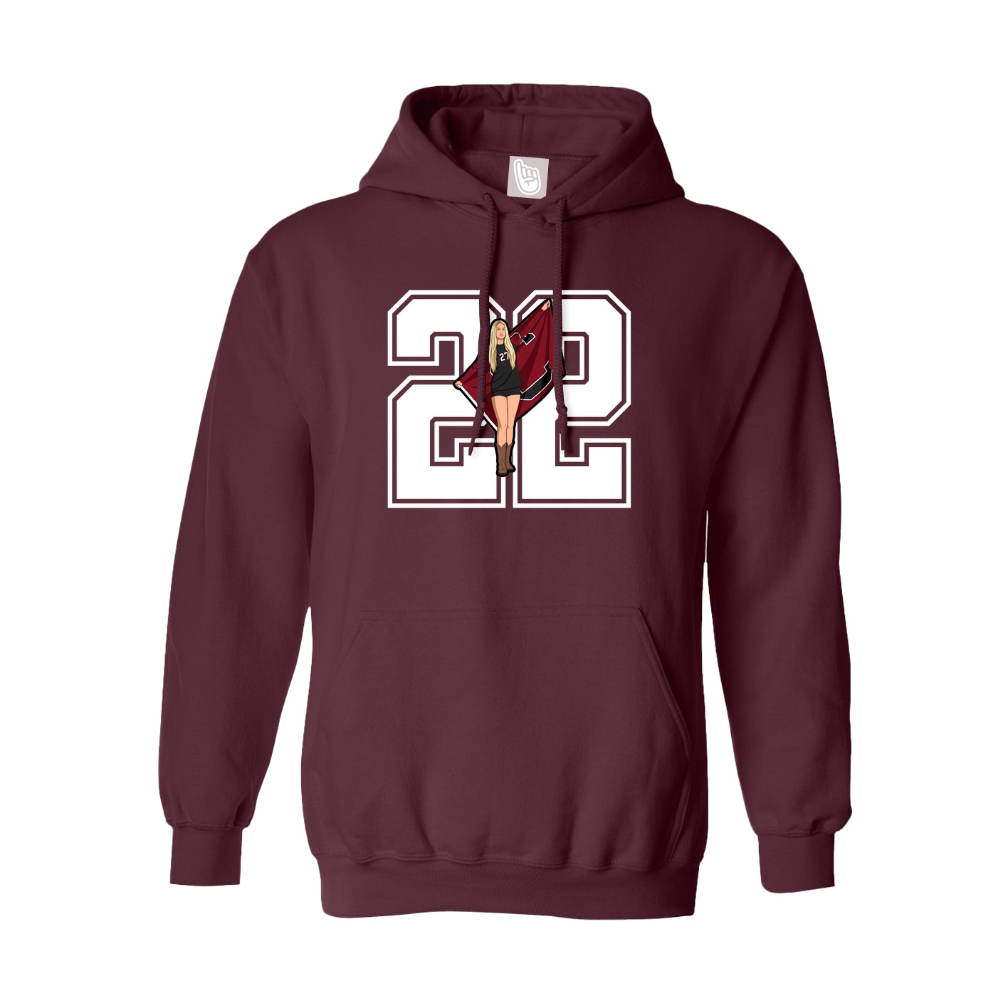 Youth Hoodie — Number in Maroon