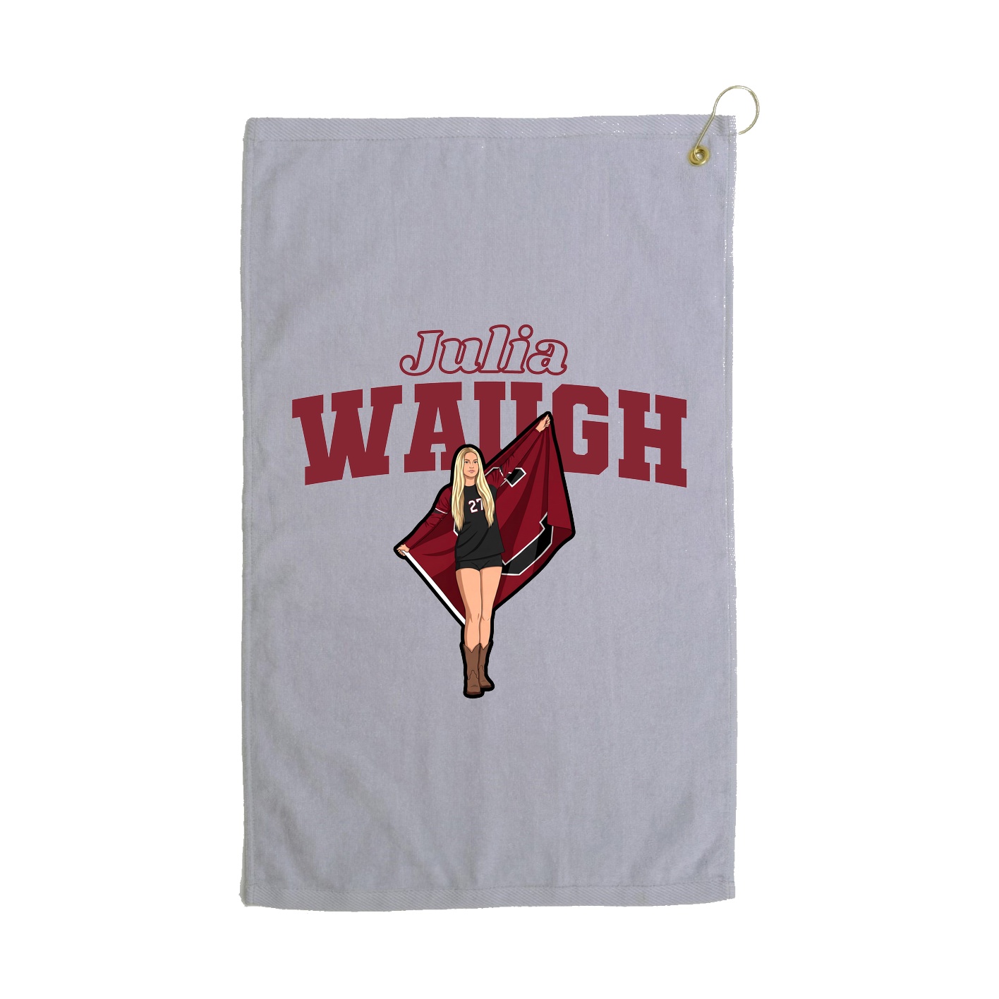 Golf Towel — Name Arch in Grey