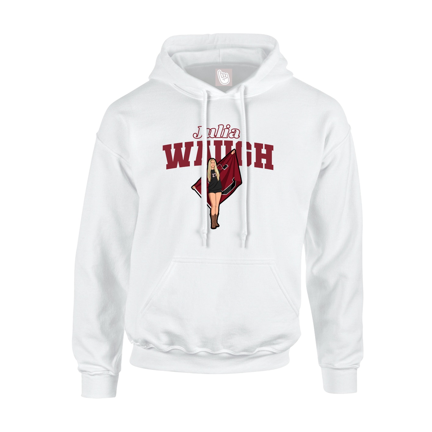 Youth Hoodie — Name Arch in White