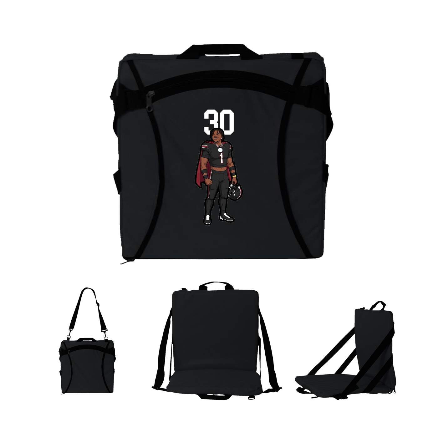 Folding Stadium Seat — Number Top in Black