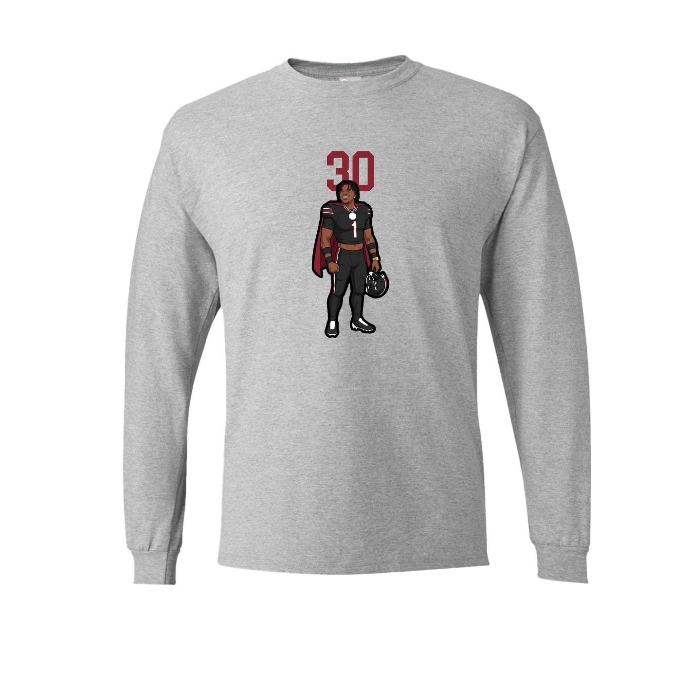 Long Sleeve Tee — Number Top in Grey