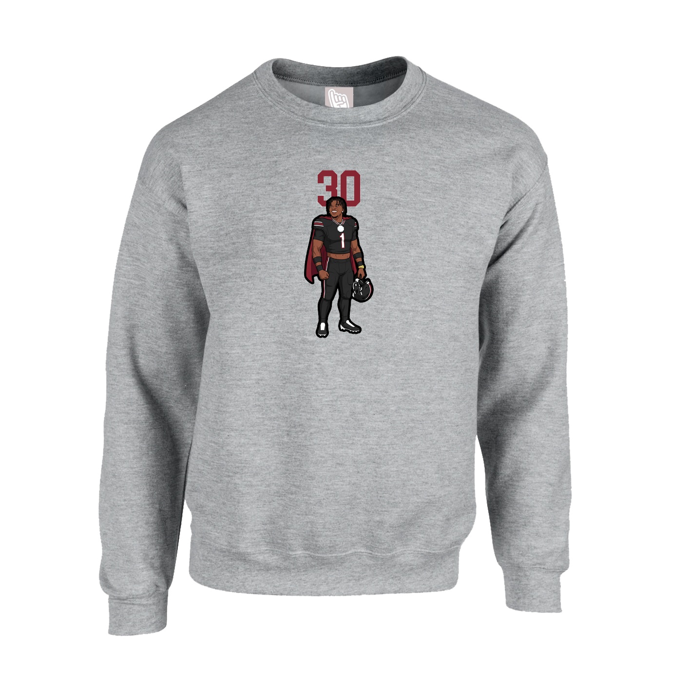 Fleece Crew — Number Top in Grey