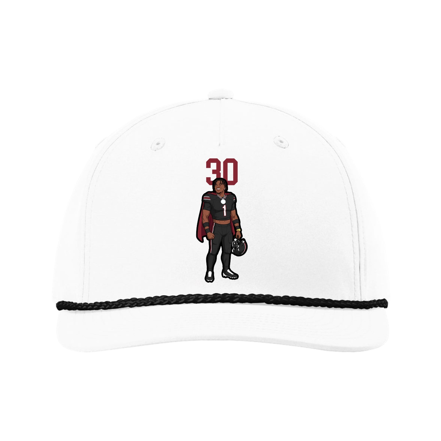 Five-Panel Classic Rope Cap — Number Top in White